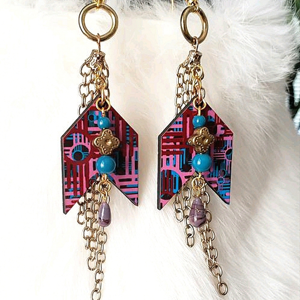Zia Cross Chevron Earrings
